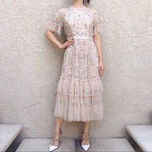 NWT Needle & Thread Embroidered Short Sleeve Dress